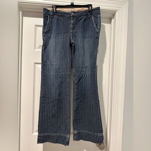 Banana Republic Dark Blue Pinstripe Wide Leg Jeans